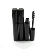 SANTO black custom design portable cosmetic packaging plastic cap empty lip gloss eyelash tube tube with brush