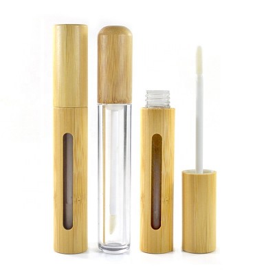 6ml Private Label cosmetic packaging empty bamboo lip gloss tube with brush