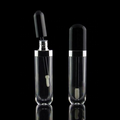 8ml Empty Lip Gloss Tubes Containers Clear Mini Refillable Lip Balm Bottles with Lip Brush Black Lid