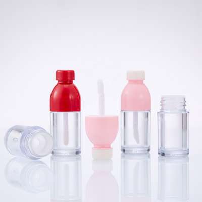 6ml New Arrival Empty Lip Gloss Tube Clear Plastic Round Lip Gloss Bottle Pink Lid Cosmetic Packaging Containers